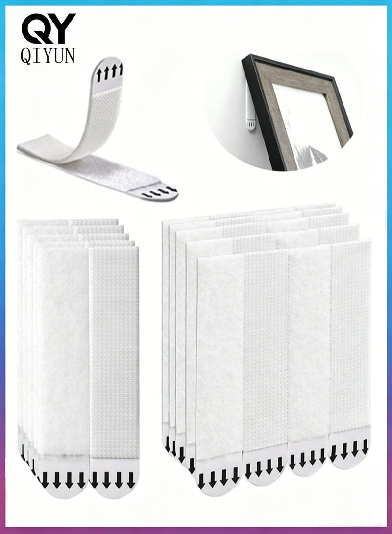 QI YUN 24 Pairs (48 Strips) Heavy Duty Damage-Free Picture Hanging Strips, Nail-Free Adhesive Frame Mounting Strips, White - Image 1