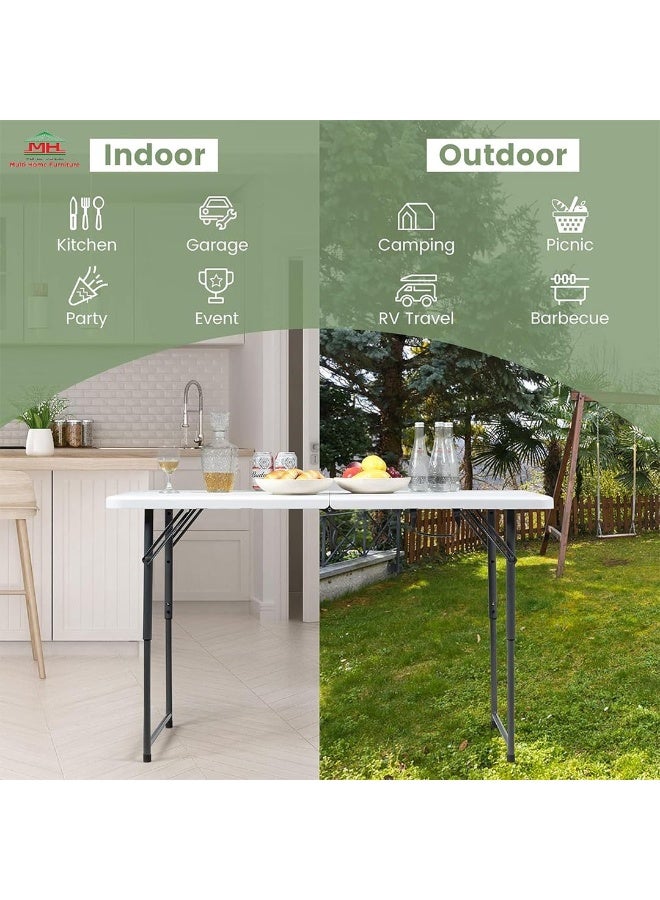 مالتي هوم فيرنيتشر طاولة قابلة للطي بيضاء اللون من Multi Home Furniture - طاولة محمولة قابلة للتعديل للاستخدام الداخلي والخارجي - Image 2
