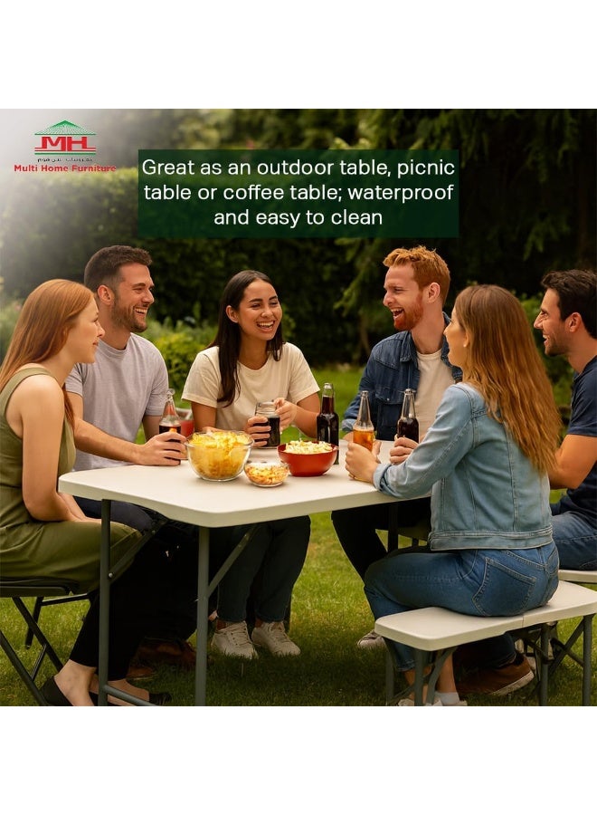 مالتي هوم فيرنيتشر طاولة قابلة للطي بيضاء اللون من Multi Home Furniture - طاولة محمولة قابلة للتعديل للاستخدام الداخلي والخارجي - Image 3