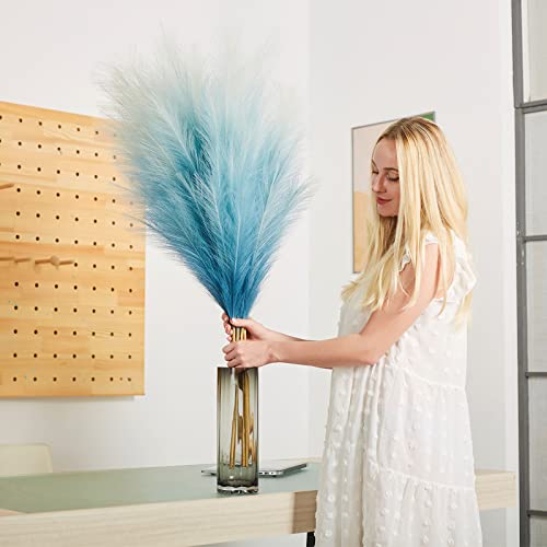 EVODIS Faux Pampas Grass Decor, 6 Stems Artificial Pampas Grass - 43 inch Tall Pompass Grass Large Pompous Boho Flower Arrangement Home Decor for Room Wedding Party - Image 3