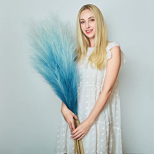 EVODIS Faux Pampas Grass Decor, 6 Stems Artificial Pampas Grass - 43 inch Tall Pompass Grass Large Pompous Boho Flower Arrangement Home Decor for Room Wedding Party - Image 1