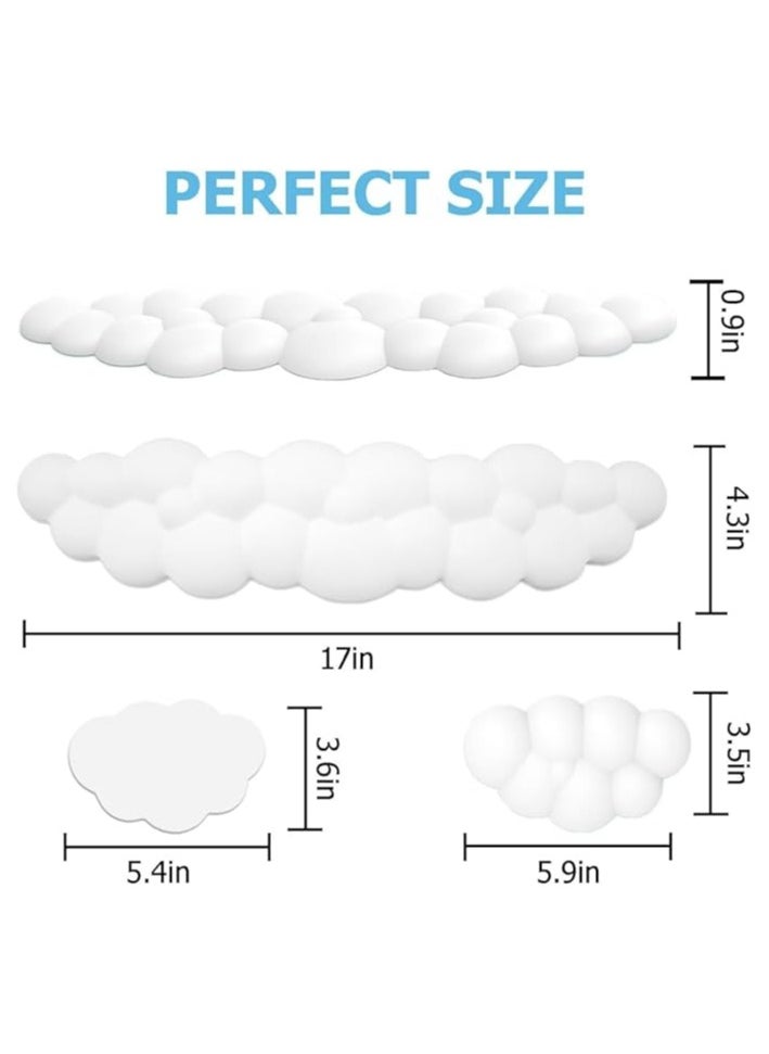 erorex Cloud Wrist Rest Keyboard, PU Leather Memory Foam Wrist Rest for Computer Keyboard, Ergonomic Keyboard Wrist Rest Pad and Cute Mouse Wrist Rest for Gaming, Office, Computer, Typing Pain Relief (White)  - Image 2