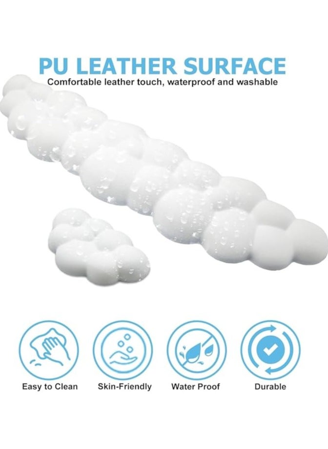 erorex Cloud Wrist Rest Keyboard, PU Leather Memory Foam Wrist Rest for Computer Keyboard, Ergonomic Keyboard Wrist Rest Pad and Cute Mouse Wrist Rest for Gaming, Office, Computer, Typing Pain Relief (White)  - Image 4