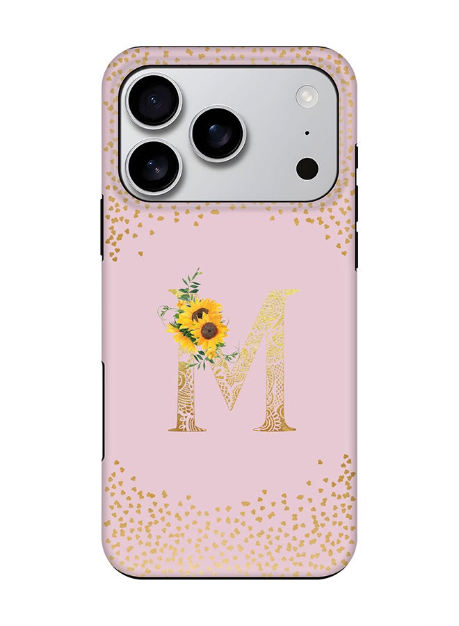 Stylizedd Tough Pro Magnetic Case for iPhone 17 Pro, Dual Layer hybrid PC + TPU Mobile Cover Matte - Custom Floral Monogram - M  (Pink )