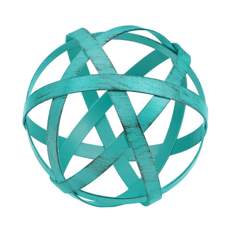 Everydecor Metal Decorative Sphere for Home Decor  Decorative Balls for Shelves Centerpiece Bowls Bookshelf  Decoration Orbs Accents for Living Room Bedroom  Distressed Teal Shelf Spheres