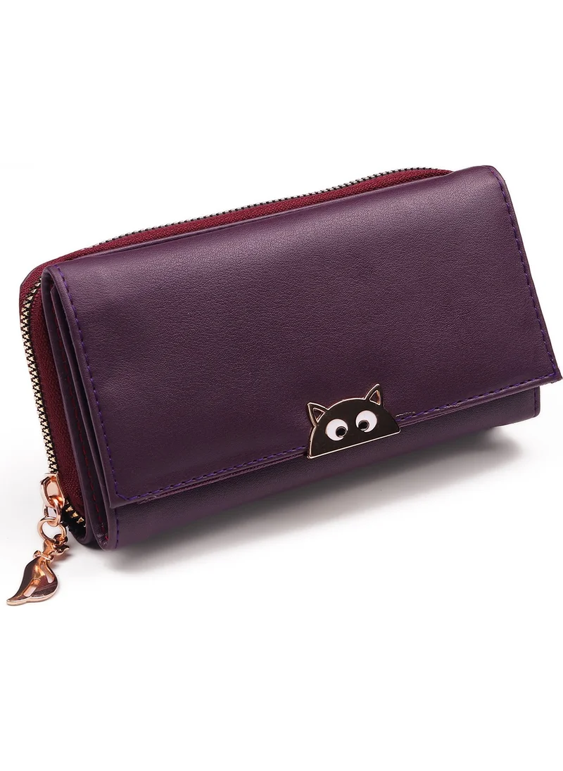 Bukili Bags Large Size Women's Wallet with Cat Accessories Multi-Compartment Useful Women's Wallet