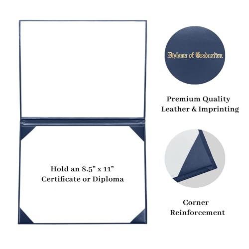 Happy Secret Imprinted Diploma Holder for 8.5"x11" Certificate - Graduation Cover with Smooth Leather, Navy, 1 Pack - Image 2