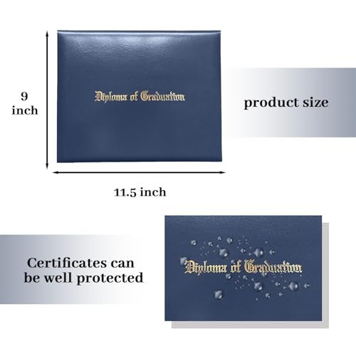 Happy Secret Imprinted Diploma Holder for 8.5"x11" Certificate - Graduation Cover with Smooth Leather, Navy, 1 Pack - Image 3