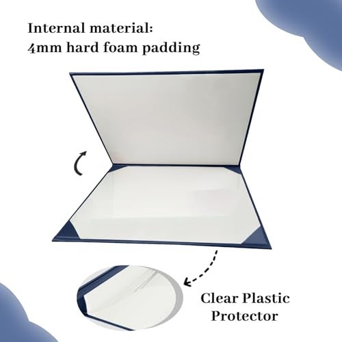 Happy Secret Imprinted Diploma Holder for 8.5"x11" Certificate - Graduation Cover with Smooth Leather, Navy, 1 Pack - Image 5