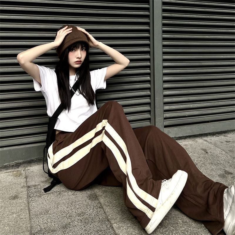 American-style Hip-hop Stitching Straight Loose Slim-fit Pants for Small Men and Women Wide-leg Trendy Instagram Style Casual Pants - Image 5