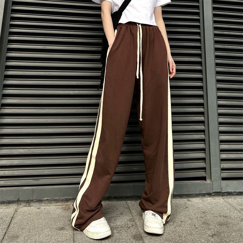 American-style Hip-hop Stitching Straight Loose Slim-fit Pants for Small Men and Women Wide-leg Trendy Instagram Style Casual Pants - Image 4
