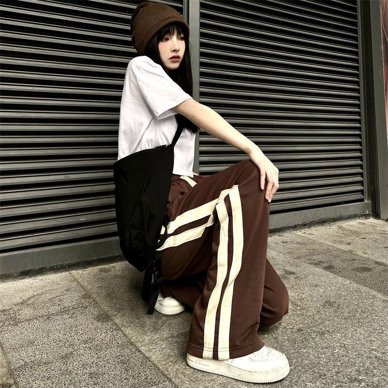 American-style Hip-hop Stitching Straight Loose Slim-fit Pants for Small Men and Women Wide-leg Trendy Instagram Style Casual Pants - Image 3