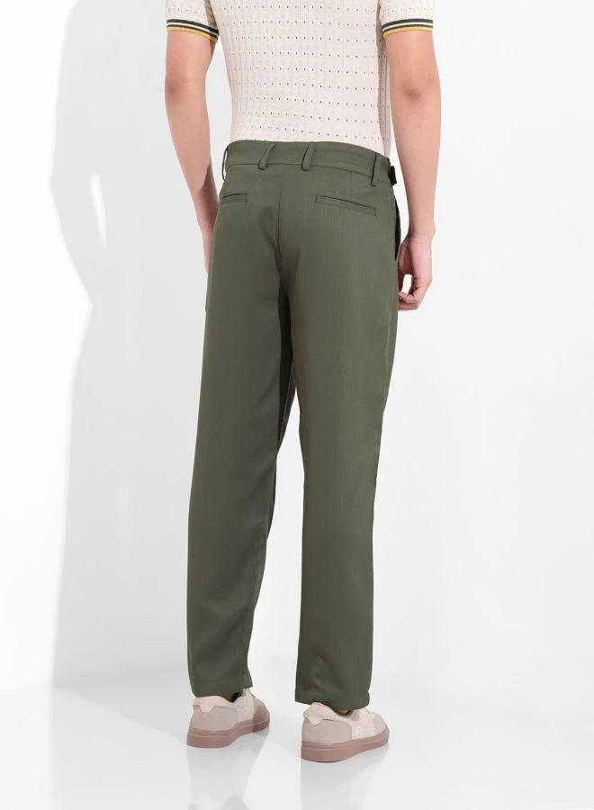 The Indian Garage Co Men Regular Fit Solid Cross Pocket Mid-Rise Trousers