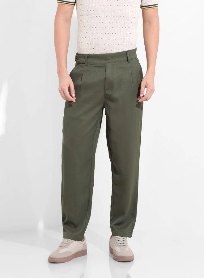 The Indian Garage Co Men Regular Fit Solid Cross Pocket Mid-Rise Trousers