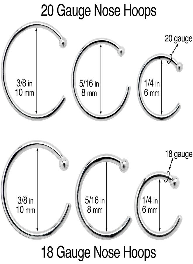 Body Candy 20 Gauge 5/16" Unisex Adult Solid 14k White Gold Nose Hoop Nose Ring Piercing Jewelry - Image 2