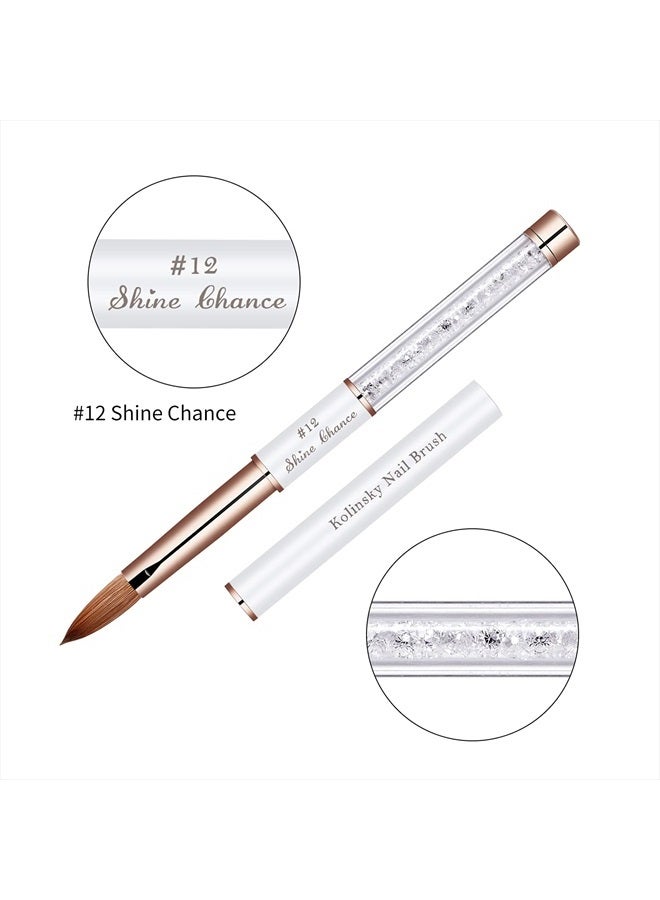 Shine Chance Acrylic Nail Brush Size 12, 100% Real Kolinsky Art Nail Brush for Acrylic Powder Application, Handmade Women Manicure Nail Extension Tool for Professional DIY Home Salon and Beginners - Image 2