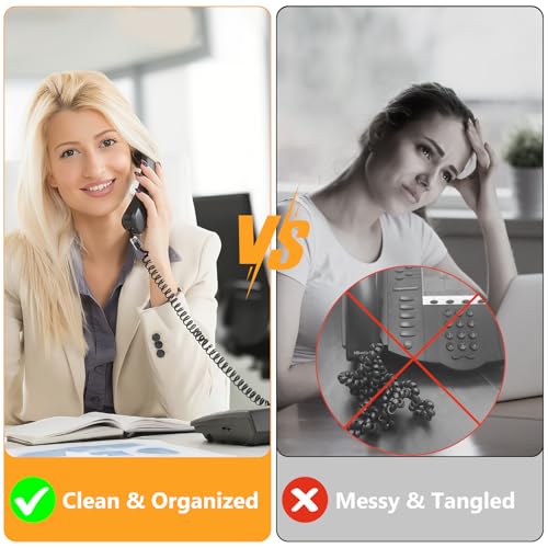 Uvital Telephone Handset Cord Detanglers, 2 Pack Landline Handset Cord Cable 10Ft Uncoiled(1.2 Ft Coiled) and 2 Pack Anti-Tangle Untangler 360 Degree Rotating Swivel Cords(Black) - Image 3