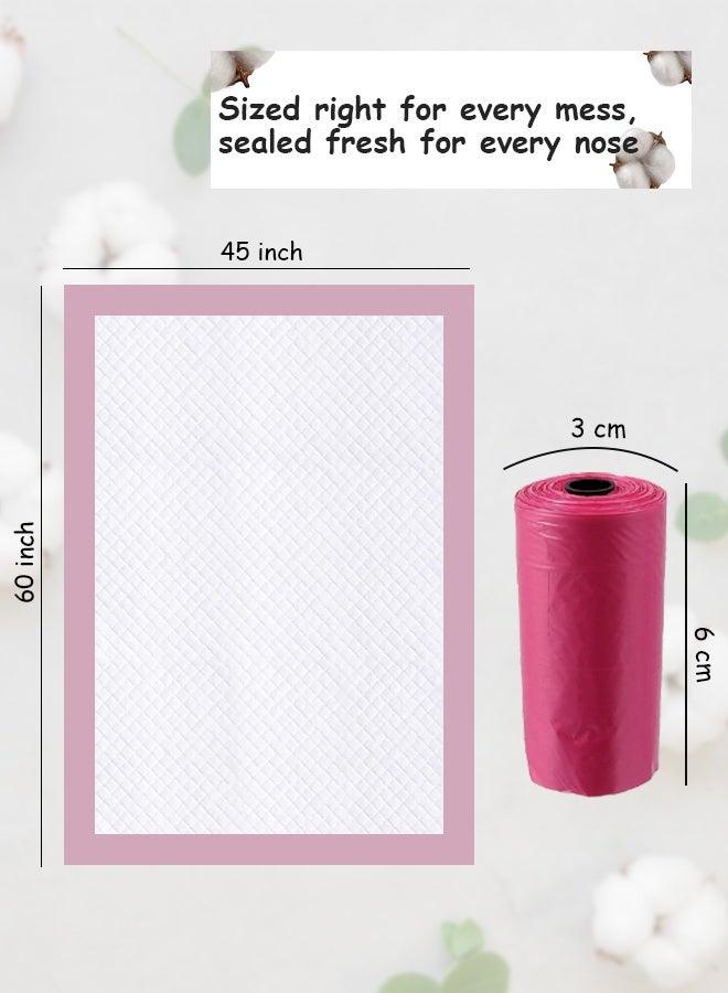 Cute 'n' Cuddle – 90 Pcs Disposable Changing Mat Pink (60×45 cm) with 90 Red Scented Diaper Bags – Soft, Hygienic & Leak-Proof - Image 2
