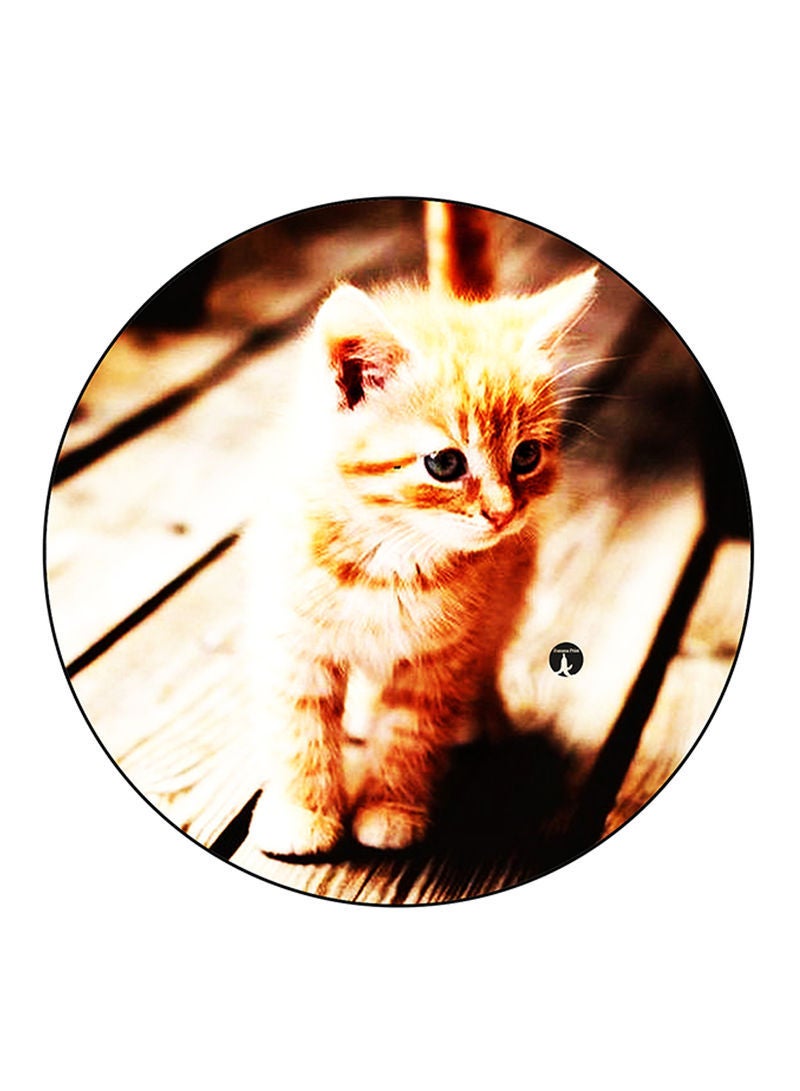Cat Printed Mouse Pad Round  Multicolour