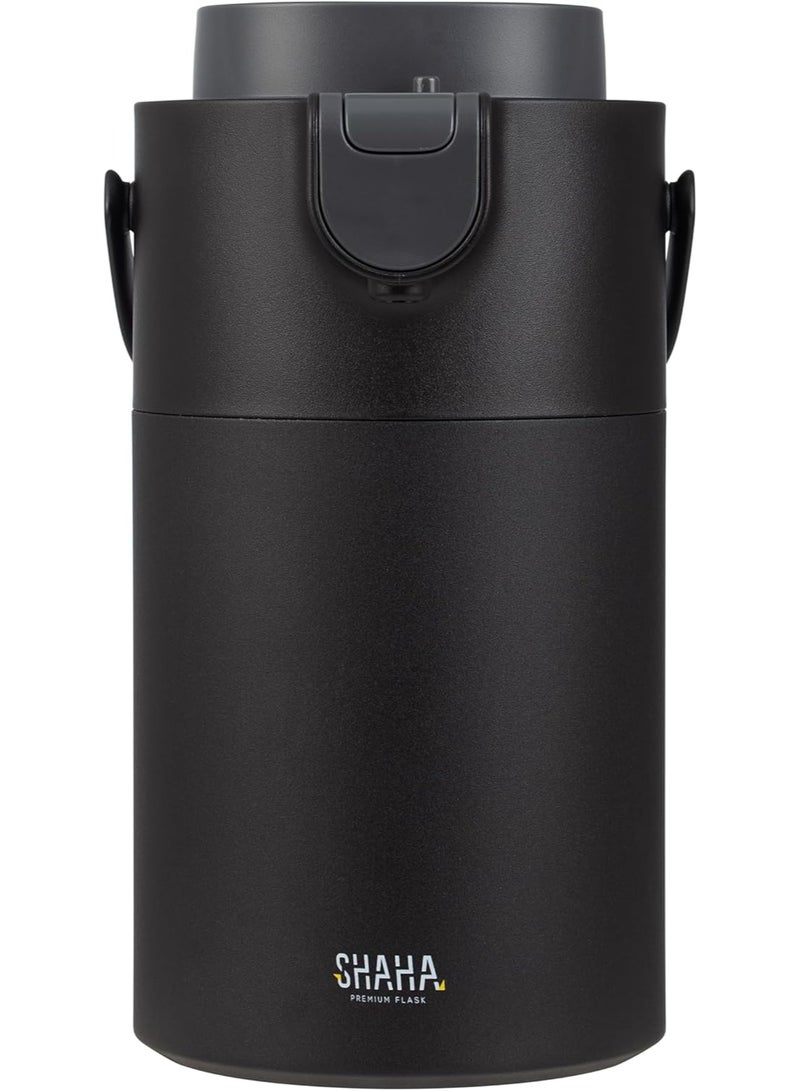Shaha 3 Liter Stainless Steel Pressure Thermos Matt Black - Image 1