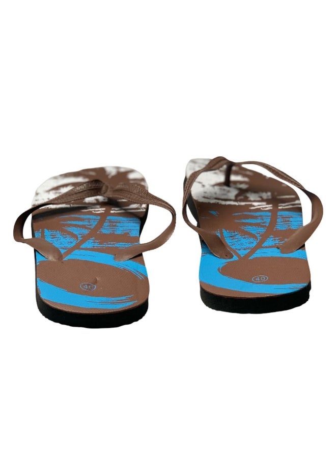 Influence Germany Men's Beach Flip-Flops – Brown Base with Tropical Palm Graphics - Image 2