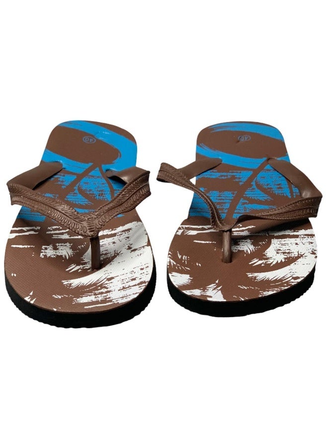 Influence Germany Men's Beach Flip-Flops – Brown Base with Tropical Palm Graphics - Image 3