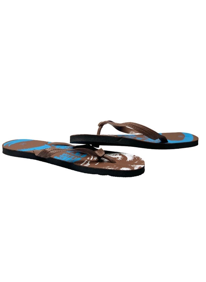 Influence Germany Men's Beach Flip-Flops – Brown Base with Tropical Palm Graphics - Image 5