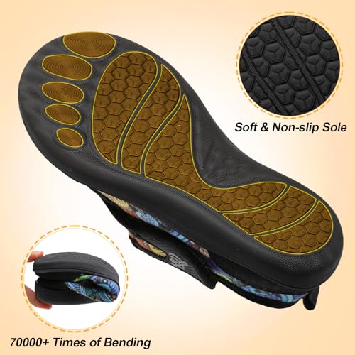 LeIsfIt Womens Slippers Wide Diabetic Shoes Adjustable Arthritis Edema House Shoes Indoor Outdoor Slippers MultiLeaf Size 6 - Image 5