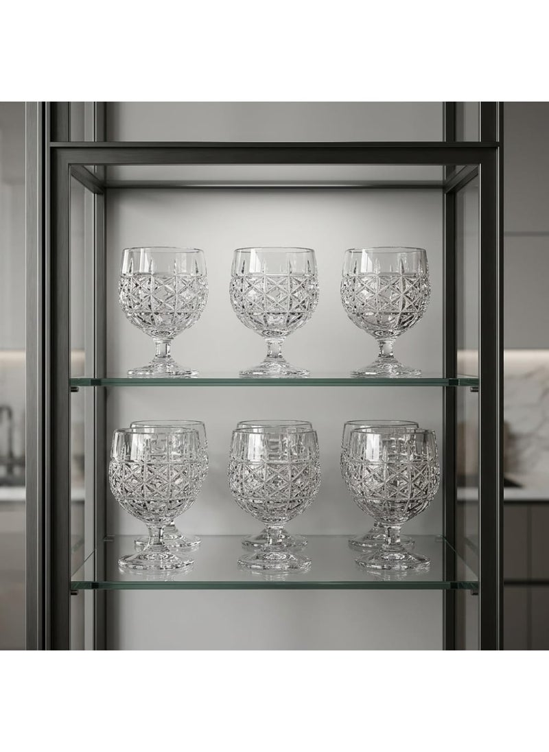 Blinkmax Set of 6 Crystal Pattern Glass Cups, Juice and Cold Beverage Glasses, Textured Design, Suitable for Hosting and Serving - Transparent - Image 2