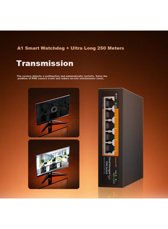 Keeplinkkp-9000 Gigabit Poe Switch, Cloud-managed Ai Intelligent Surveillance Camera Splitter Switch, 52w - Image 3