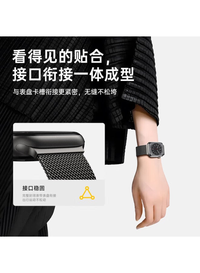 W&p New Apple Watch Band Compatible With Apple Watch Ultra 3/2, Milanese Metal Stainless Steel Band For Iwatch S11/10/9/8/7/se3, Gold 42