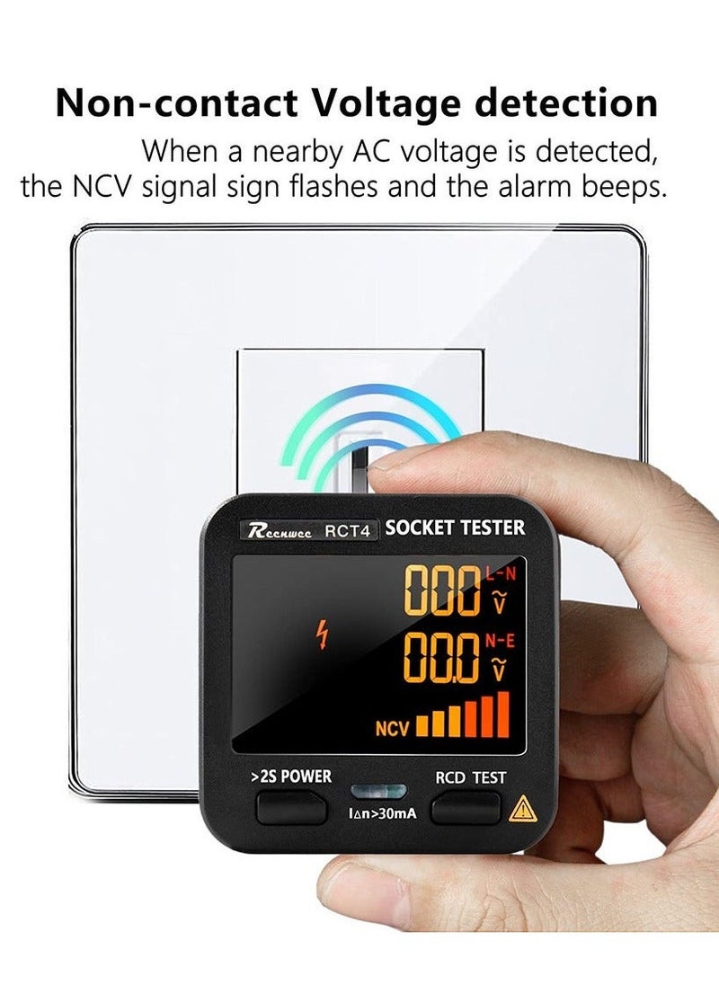 Outlet Tester EBTN LCD with Voltage Display, RCD Receptacle Socket Tester Circuit Analyzer, Polarity Detector Leakage Tester Electricity Line Fault Checker, 8 Visual Indications  - Image 3