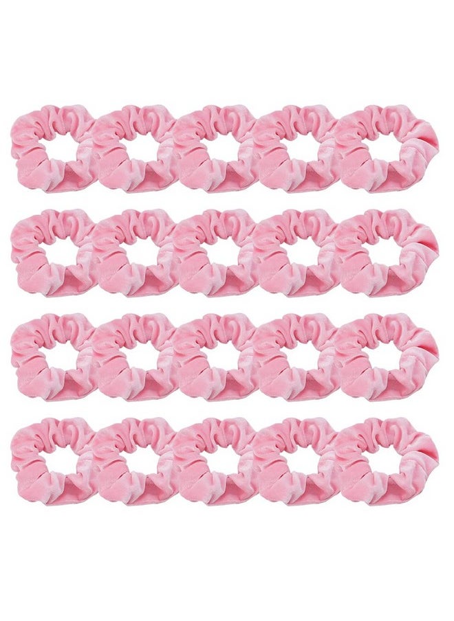 Didder - Didder 20 Pcs Pink Velvet Scrunchies, Soft Hair Ties for Women Girls Elastic Bobbles Ropes Scrunchie, Cute Hair Accessories for Daily Use - Image 1