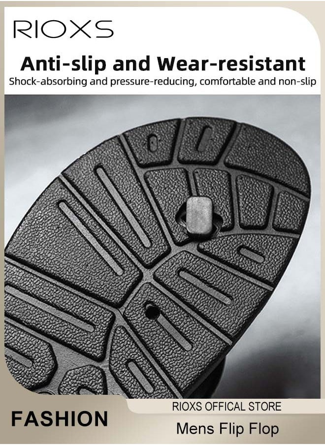 RIOXS Men's Flip Flop, Stylish Comfy Slippers With Buckle Decor, Men's Flip Flop Shower Slippers For Beach Swimming, Anti-Slip Flat Sandal For Indoor Outdoor Use, Lightweight Flip Flops Slip-Ons  - Image 4