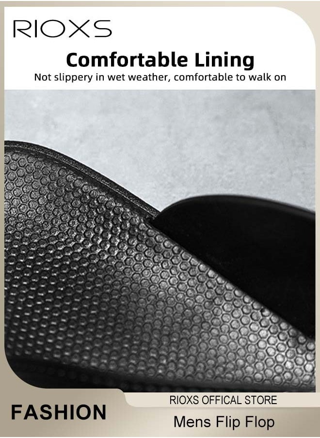 RIOXS Men's Flip Flop, Stylish Comfy Slippers With Buckle Decor, Men's Flip Flop Shower Slippers For Beach Swimming, Anti-Slip Flat Sandal For Indoor Outdoor Use, Lightweight Flip Flops Slip-Ons  - Image 5