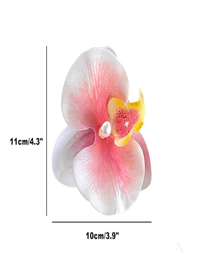 Kinteshun Hawaiian Flower Hair Clip Fabric Artificial Flower Alligator Hair Clip Hairpin Barrette Headdress Bobby Pins Headwear Hair Accessories for Beach Holiday Party (Butterfly orchid) - Image 2