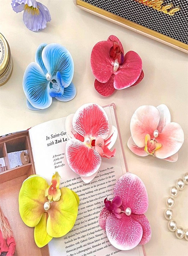 Kinteshun Hawaiian Flower Hair Clip Fabric Artificial Flower Alligator Hair Clip Hairpin Barrette Headdress Bobby Pins Headwear Hair Accessories for Beach Holiday Party (Butterfly orchid) - Image 5