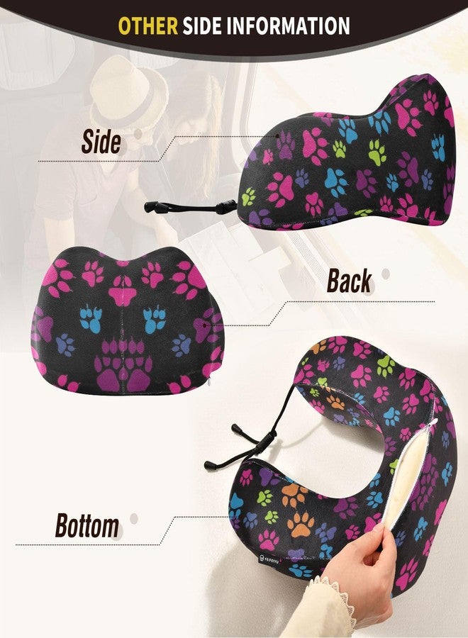 ZOEO Travel Pillow for Neck Head, Color Paw Prints Abstract Animal Footprint Memory Foam Padding Sleeping Airplane Trains Cars Camping Office - Image 4
