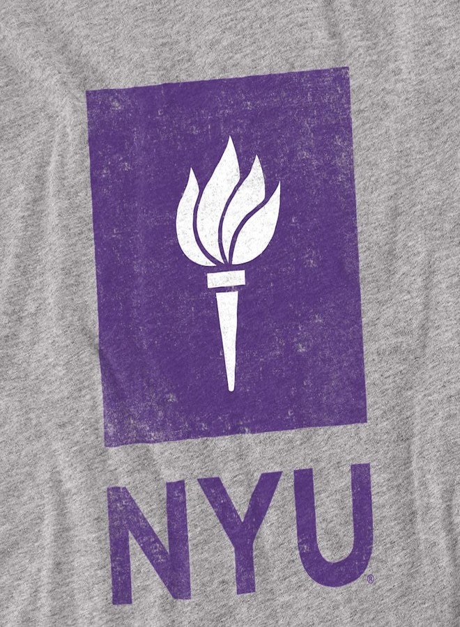 LOGOVISION New York University Official Distressed Primary Logo Unisex Adult T Shirt,Athletic Heather, Medium - Image 2