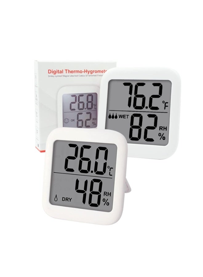 عبوتان من مقياس الرطوبة، مقياس حرارة الغرفة الداخلية، مقياس الرطوبة، مقياس الرطوبة، أجهزة مراقبة درجة الحرارة والرطوبة الرقمية للمنزل، غرفة الأطفال، الدفيئة، النباتات، الزواحف، القبو، صندوق الترطيب - Image 1