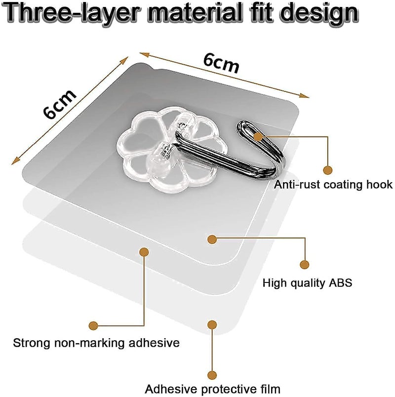 AZRMOH Metal Self Adhesive Waterproof Transparent Wall Hooks 10KG Max 5 5 Pieces - Image 5