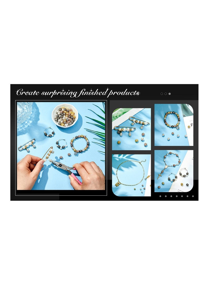 Zikra 160 Pieces Rhinestone Bead 8mm Round Disco Ball Bead Crystal Spacer Bead Plated Loose Assorted Bead Colorful Crafting Bead for Jewelry Craft Making Gold Silver Rose Gold Black - Image 5