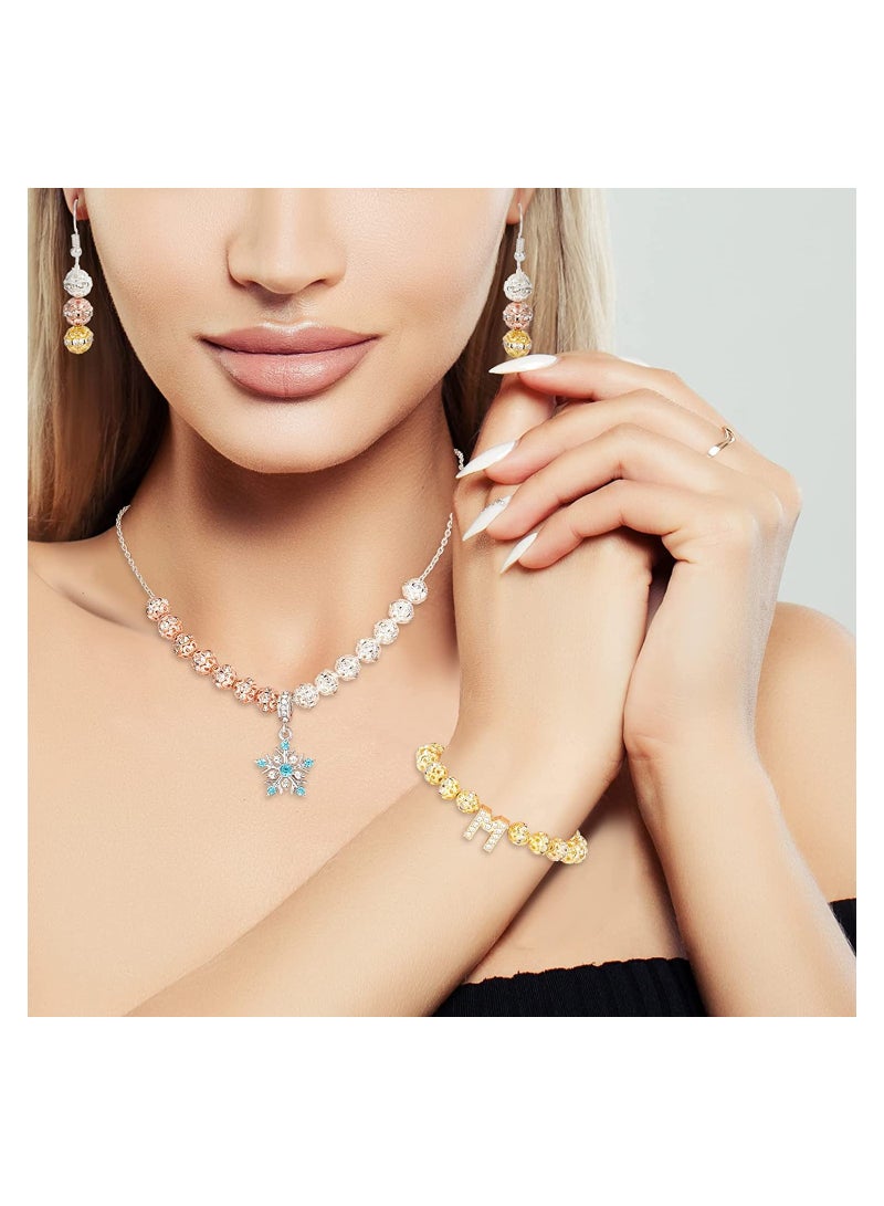 Zikra 160 Pieces Rhinestone Bead 8mm Round Disco Ball Bead Crystal Spacer Bead Plated Loose Assorted Bead Colorful Crafting Bead for Jewelry Craft Making Gold Silver Rose Gold Black - Image 3