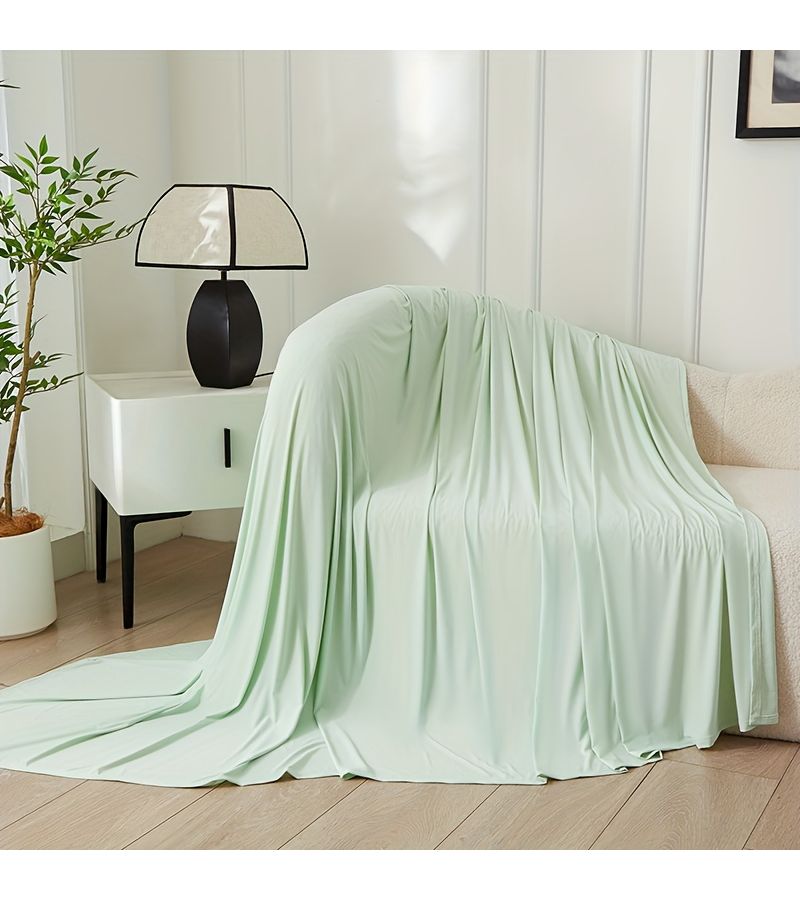 Light Grey Lightweight Summer Bed Blanket Super Soft Breathable Cool Comfort Touch For Bedroom Office Outdoor Car Travel All Season Use - Image 3