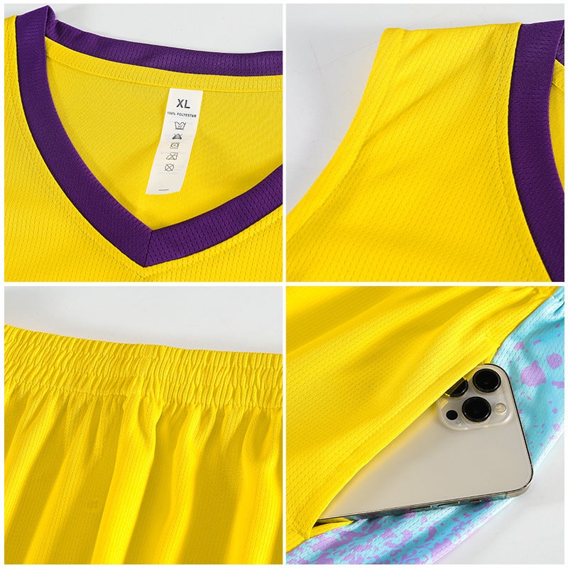 American Basketball Uniform Set Printed Children'S Adult Uniform Gradient Vest Quick-Drying Training Uniform Jersey Starting From One Piece - Image 4
