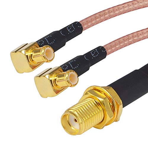 onelinkmore SMA Female to Y Type 2 X MCX Male Right Angle Connector Splitter Combiner Cable Pigtail Antenna Cable RG316 0.65ft - Image 2