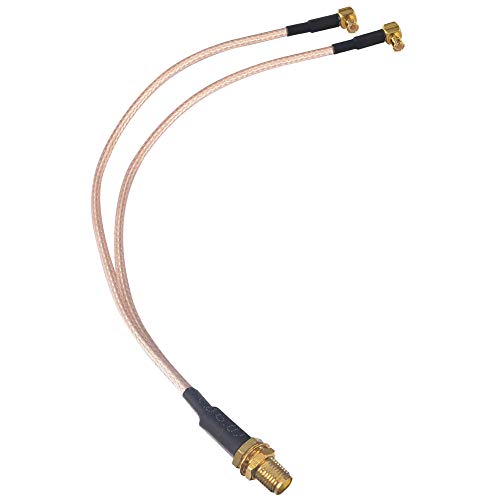 onelinkmore SMA Female to Y Type 2 X MCX Male Right Angle Connector Splitter Combiner Cable Pigtail Antenna Cable RG316 0.65ft - Image 1