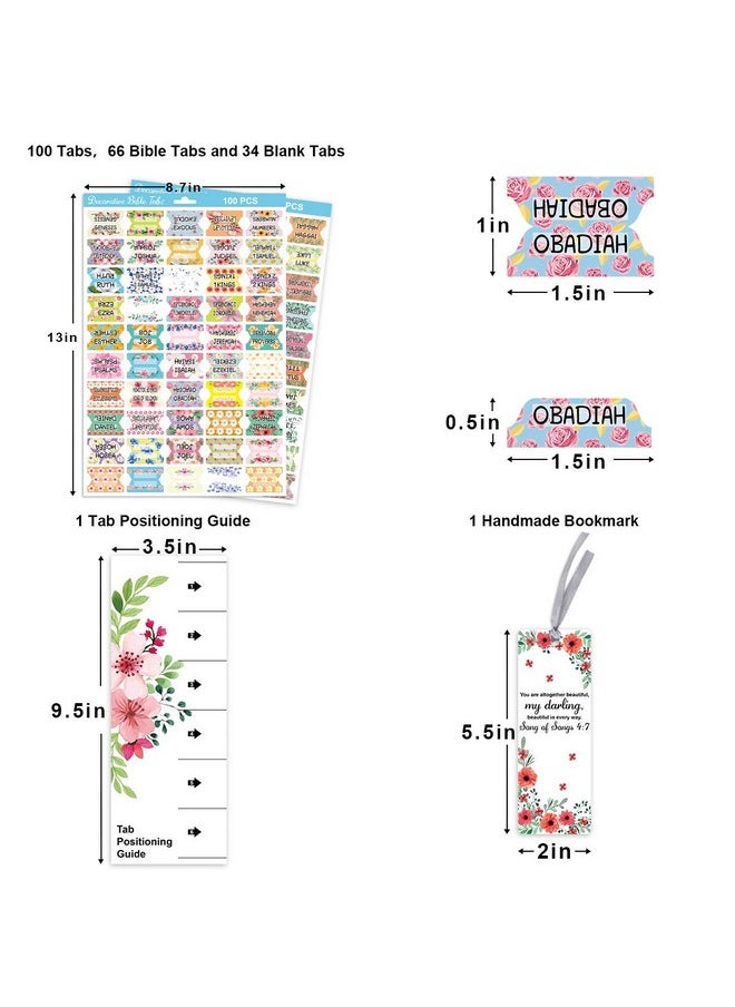 Fancy Land - Decorative Laminated Bible Tabs 100Pcs Cute Bible Tabs For Women And Girl 66 Book Tabs 34 Blank Tabs For Old And New Testament - Image 1