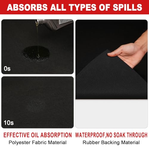 Golener Oil Spill Mat - Garage Floor Mat, Absorbent Oil Pad, Premium Maintenance Mat, Waterproof, Contain Liquid, Protect Garage Surface from Spill & Stain, Reusable, Washable, Durable, Black, 29”x36” - Image 4