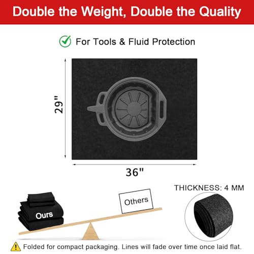 Golener Oil Spill Mat - Garage Floor Mat, Absorbent Oil Pad, Premium Maintenance Mat, Waterproof, Contain Liquid, Protect Garage Surface from Spill & Stain, Reusable, Washable, Durable, Black, 29”x36” - Image 2